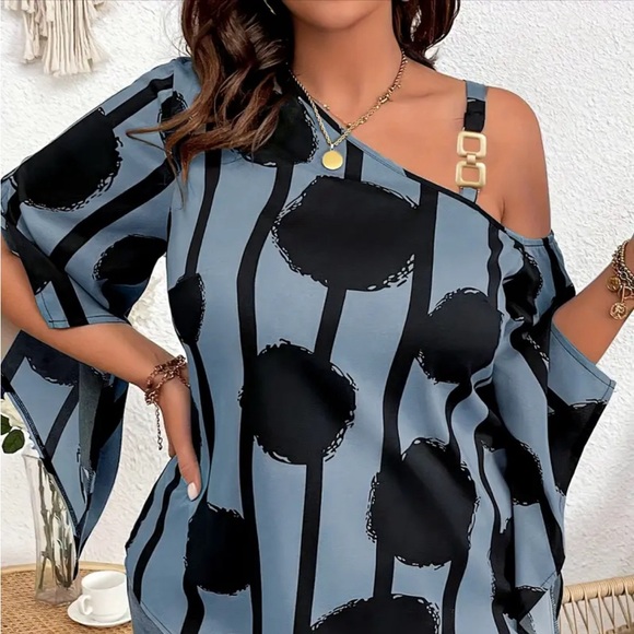 Women Plus Size One Shoulder Fashion Summer Sexy Loose Relaxed Fit Top 14W -22W - Picture 1 of 6
